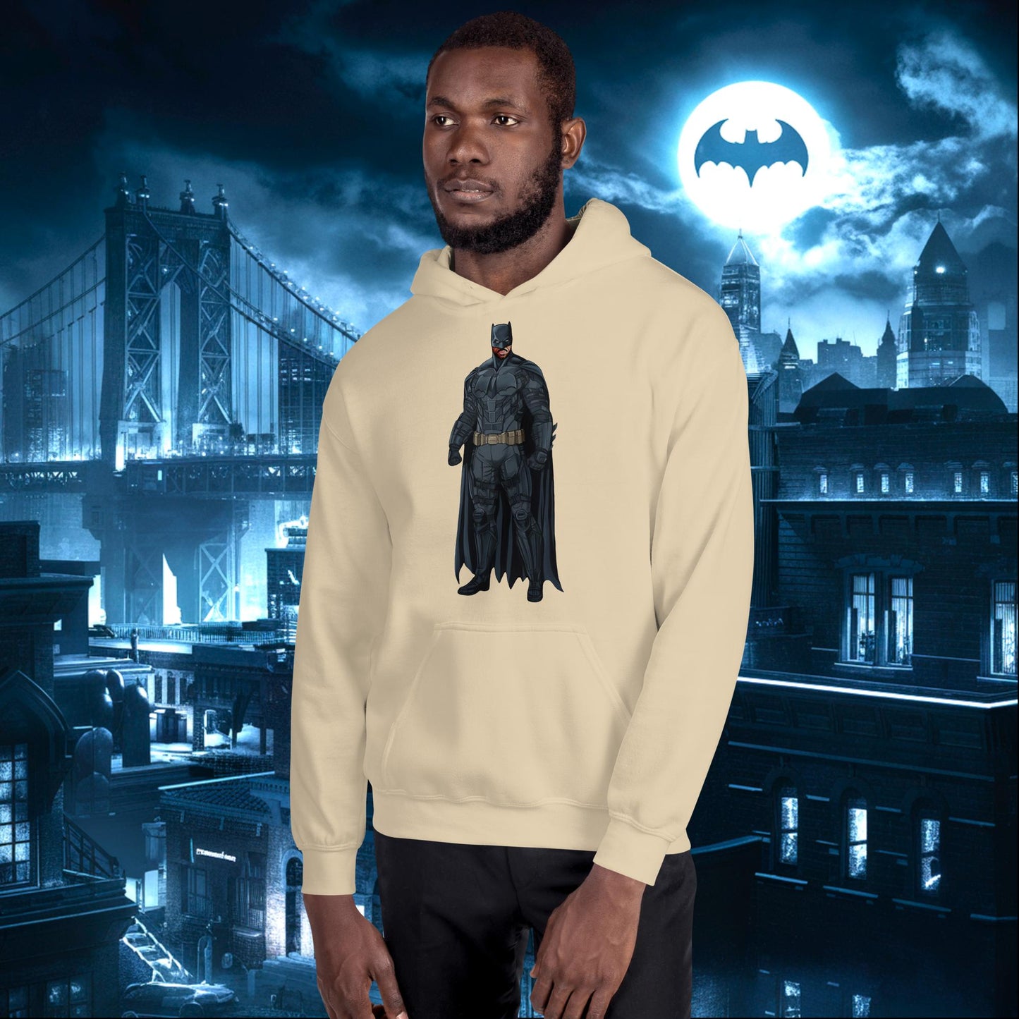 Black Batman Blackman Superheroes Unisex Hoodie Sand Hoodies Batman Justice League Movies Superheroes Next Cult Brand