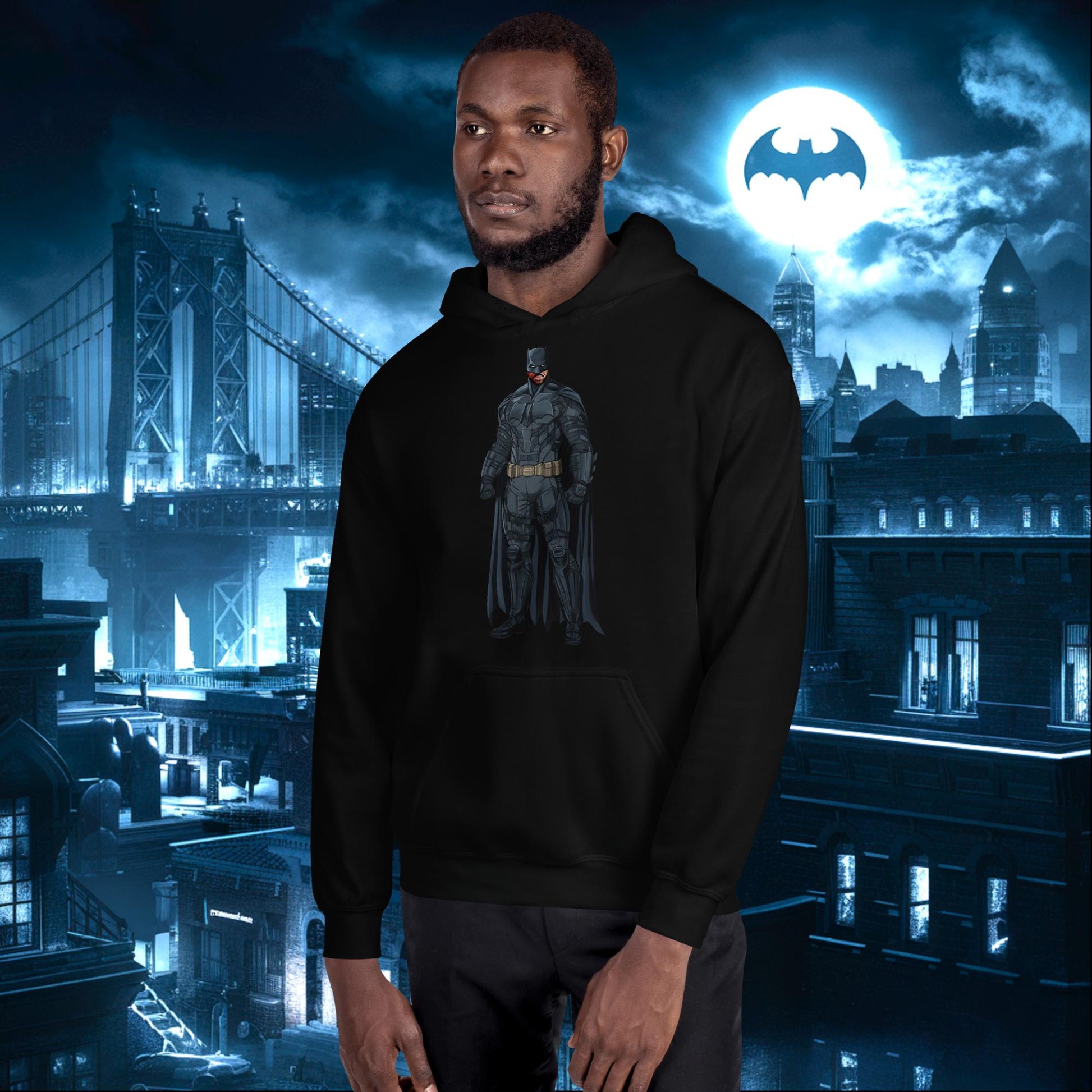 Black Batman Blackman Superheroes Unisex Hoodie Black Hoodies Batman Justice League Movies Superheroes Next Cult Brand