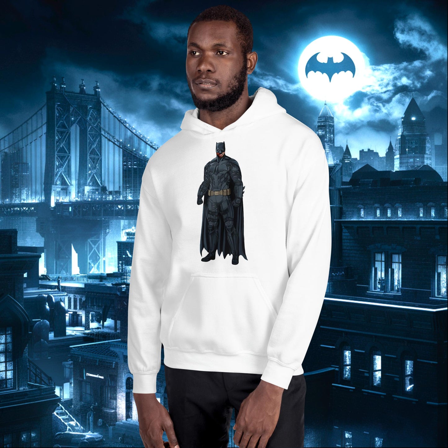 Black Batman Blackman Superheroes Unisex Hoodie White Hoodies Batman Justice League Movies Superheroes Next Cult Brand