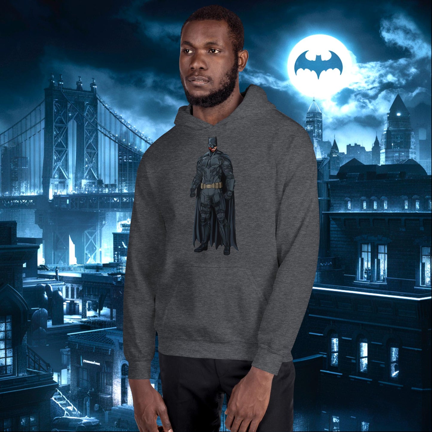 Black Batman Blackman Superheroes Unisex Hoodie Dark Heather Hoodies Batman Justice League Movies Superheroes Next Cult Brand