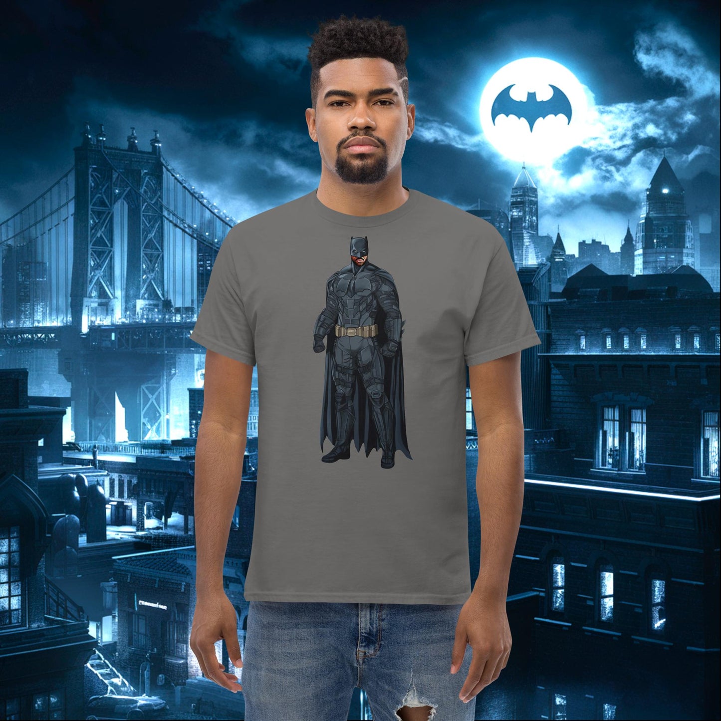 Black Batman Blackman Superheroes tee Charcoal T-shirts Batman Movies Superheroes Next Cult Brand