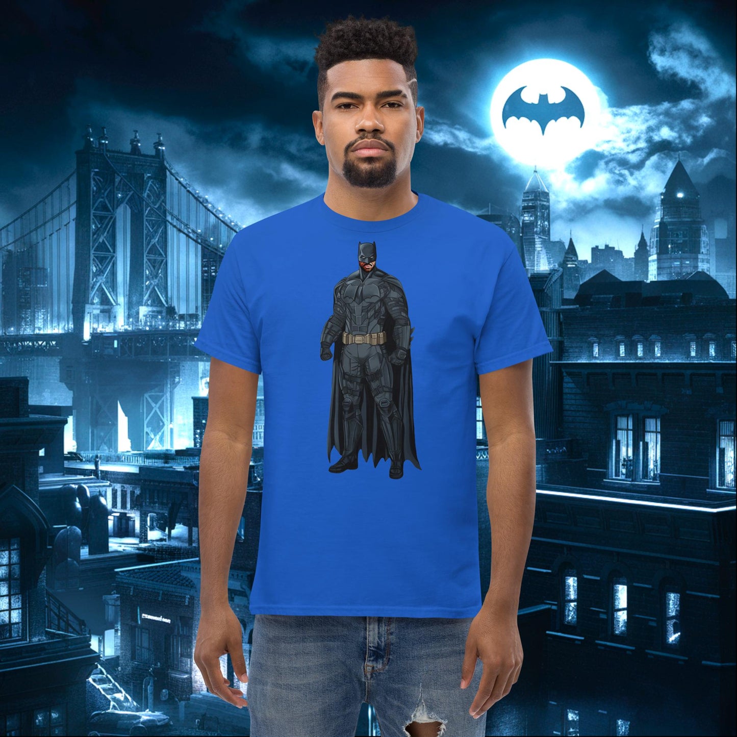 Black Batman Blackman Superheroes tee Royal T-shirts Batman Movies Superheroes Next Cult Brand