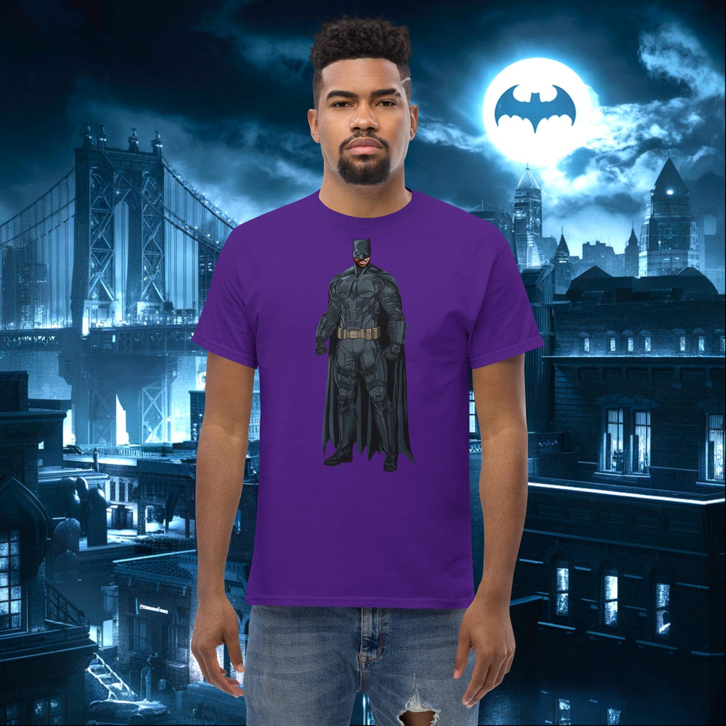 Black Batman Blackman Superheroes tee Purple T-shirts Batman Movies Superheroes Next Cult Brand