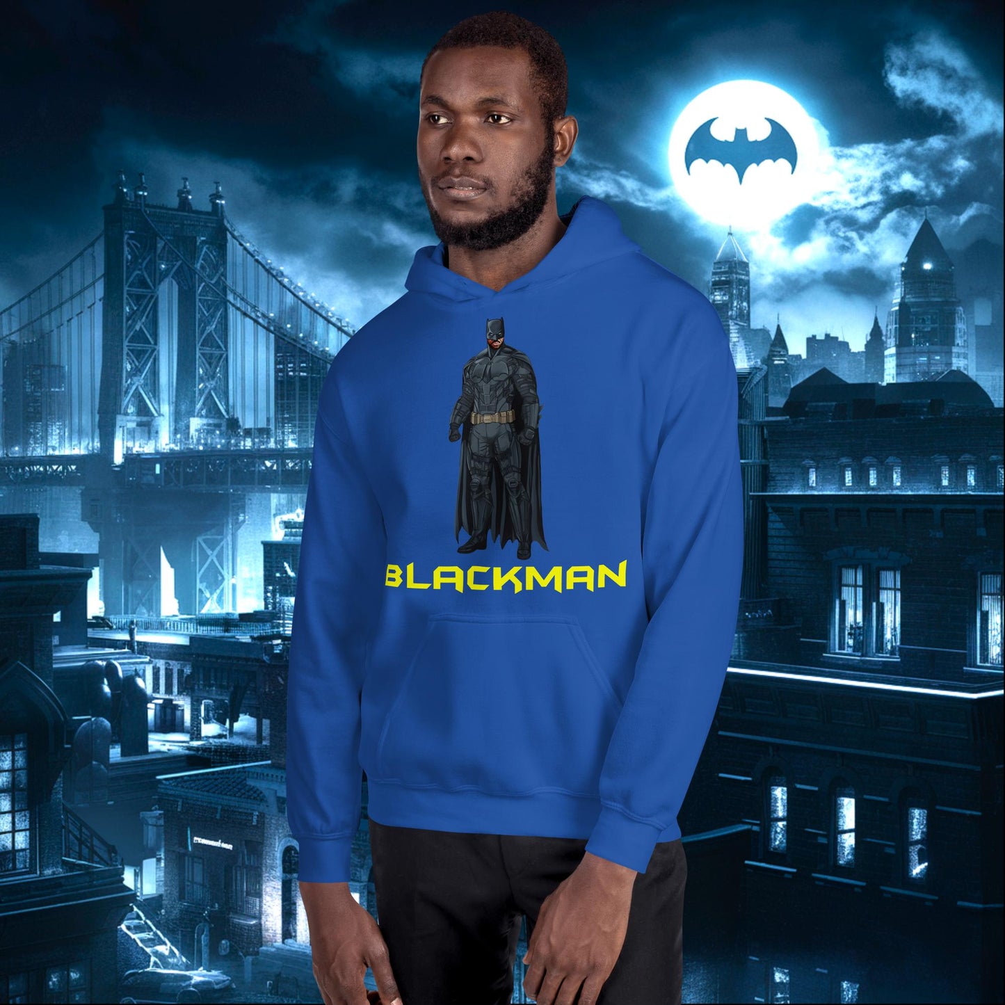 Blackman Batman Black Superhero Unisex Hoodie Royal Hoodies Batman Justice League Movies Superheroes Next Cult Brand