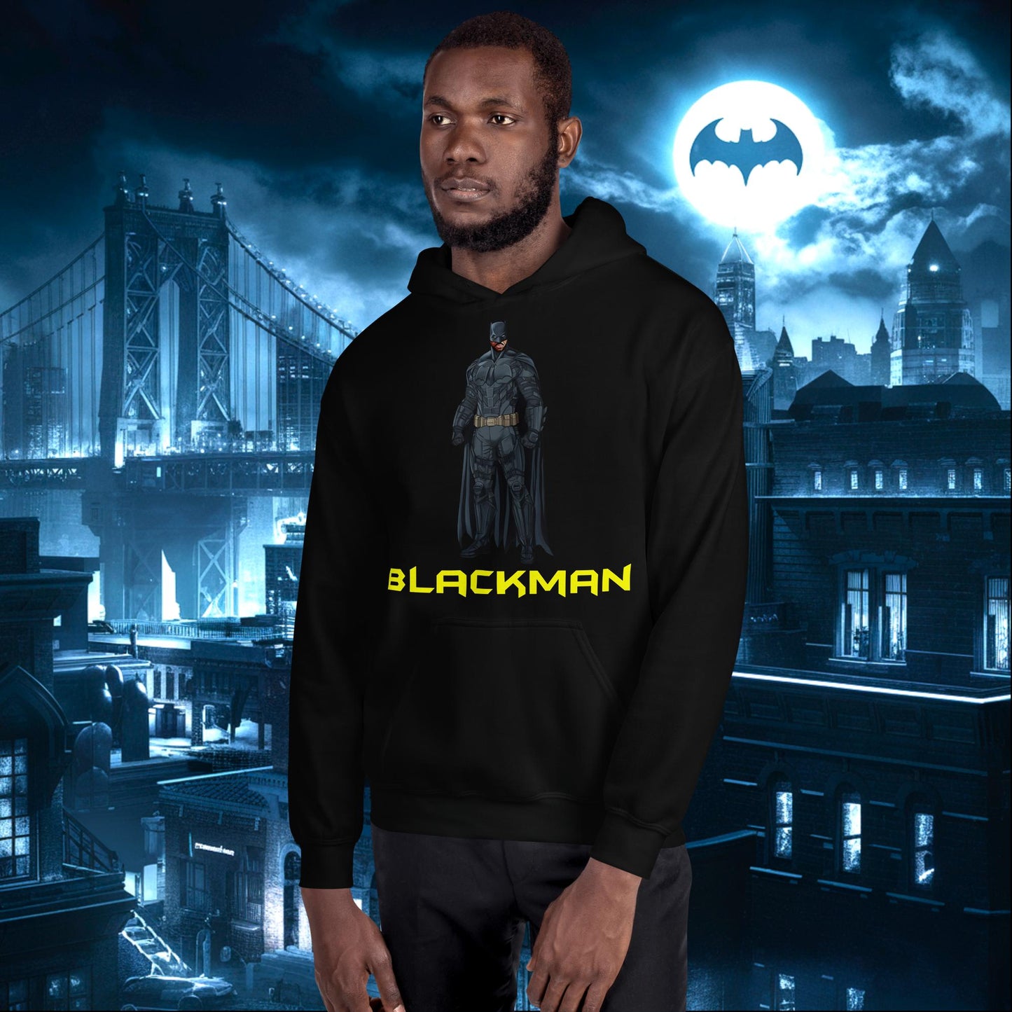 Blackman Batman Black Superhero Unisex Hoodie Black Hoodies Batman Justice League Movies Superheroes Next Cult Brand
