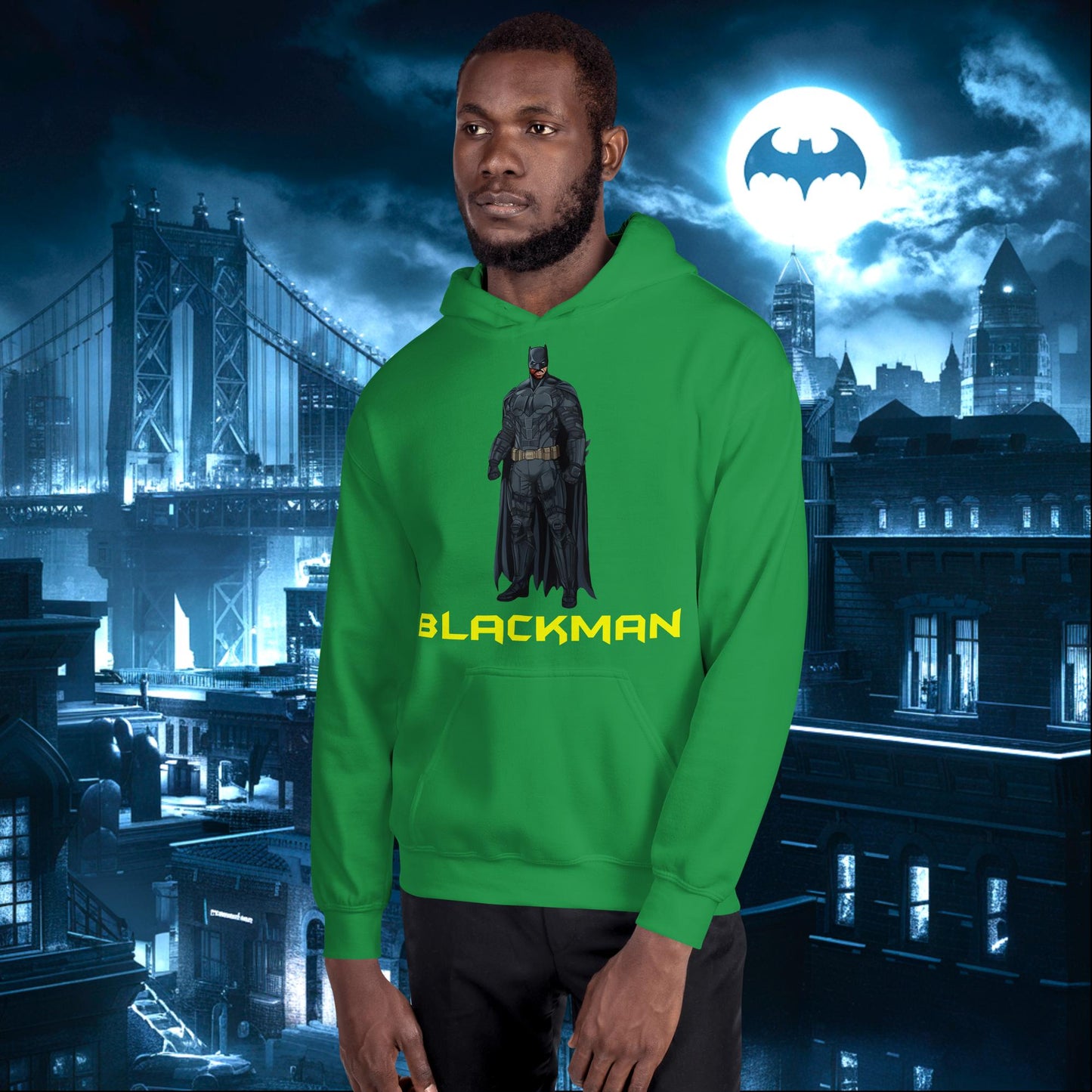 Blackman Batman Black Superhero Unisex Hoodie Irish Green Hoodies Batman Justice League Movies Superheroes Next Cult Brand