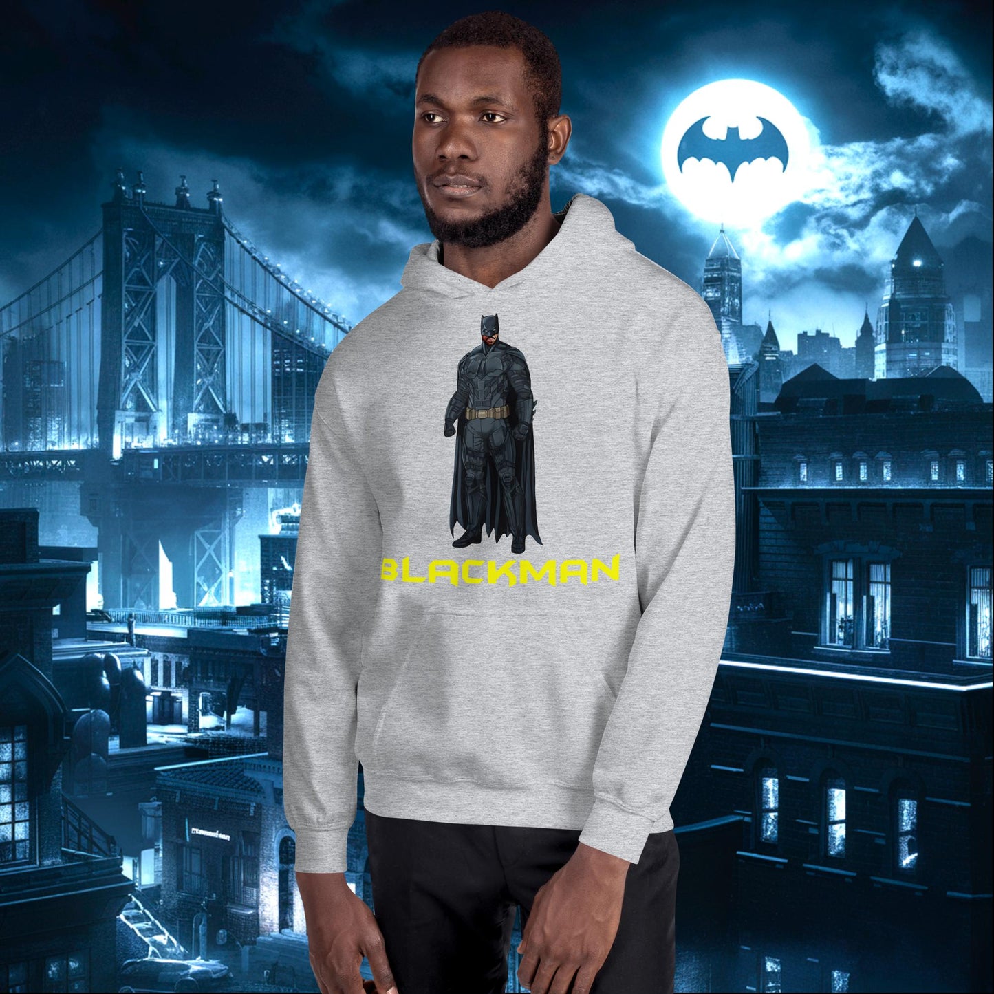 Blackman Batman Black Superhero Unisex Hoodie Sport Grey Hoodies Batman Justice League Movies Superheroes Next Cult Brand