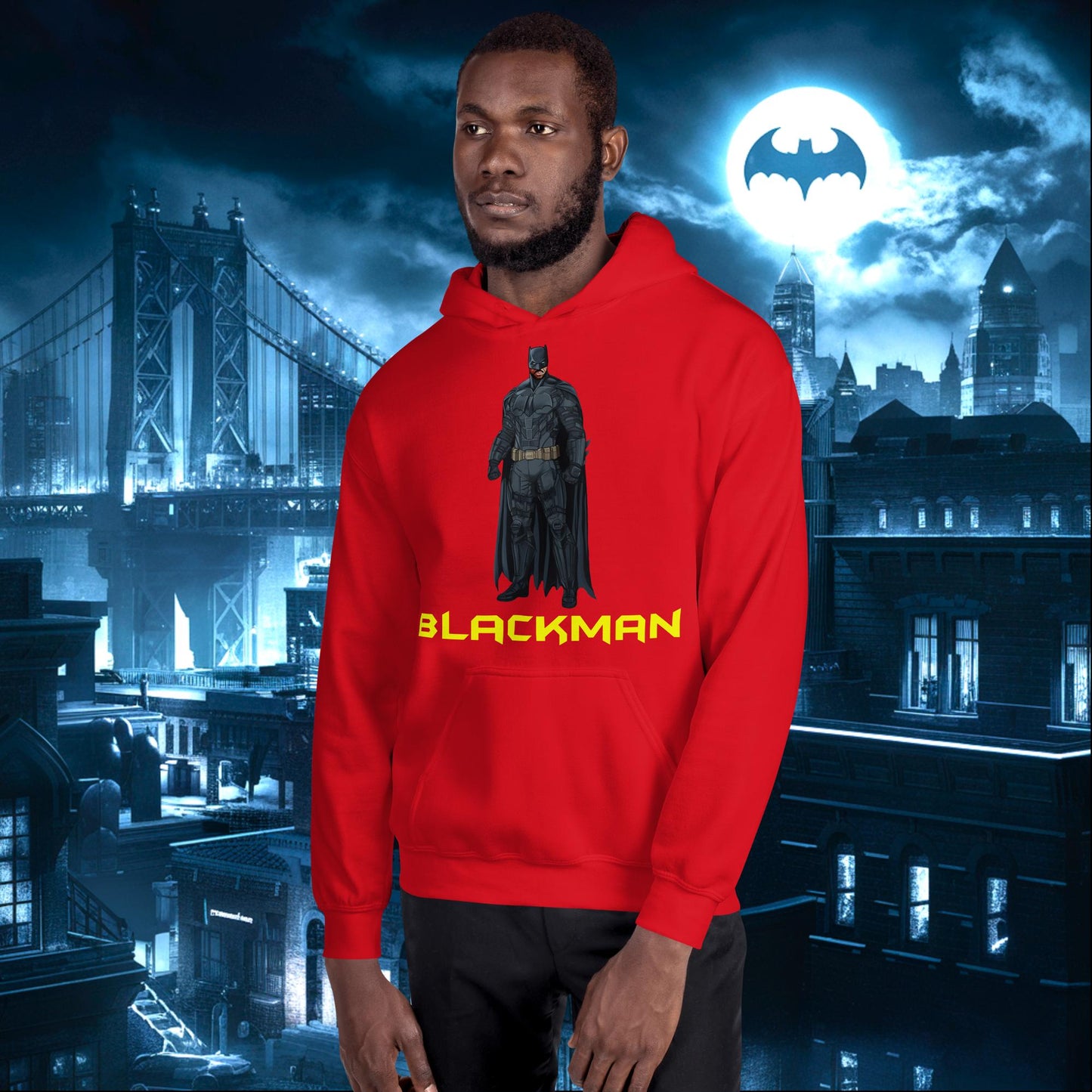 Blackman Batman Black Superhero Unisex Hoodie Red Hoodies Batman Justice League Movies Superheroes Next Cult Brand