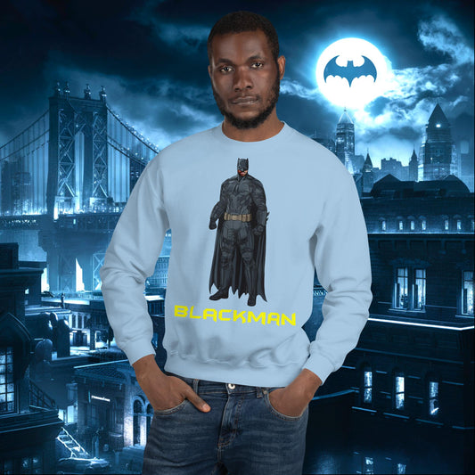 Blackman Batman Black Superhero Unisex Sweatshirt Light Blue Sweatshirts Batman Justice League Movies Superheroes Next Cult Brand