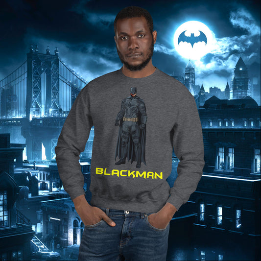 Blackman Batman Black Superhero Unisex Sweatshirt Dark Heather Sweatshirts Batman Justice League Movies Superheroes Next Cult Brand
