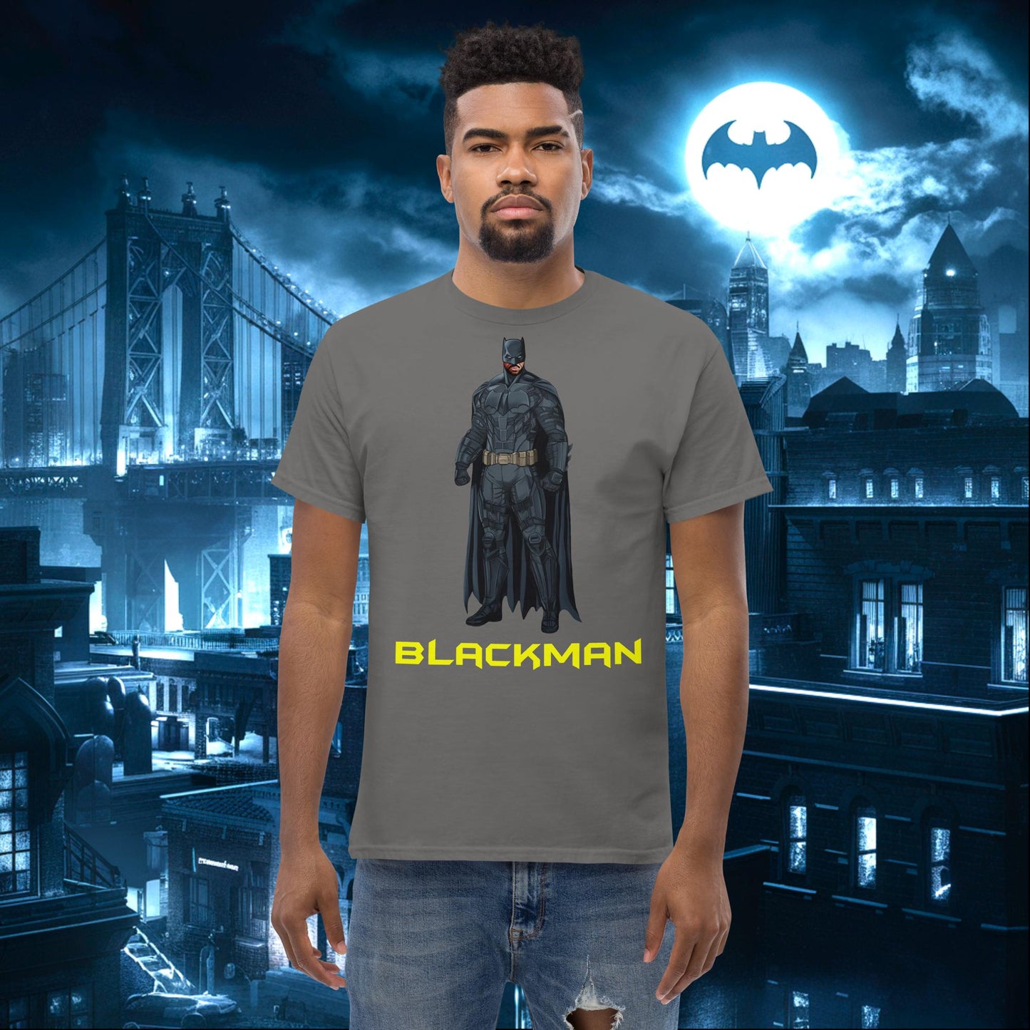 Blackman Batman Black Superhero tee Charcoal T-shirts Batman Movies Superheroes Next Cult Brand