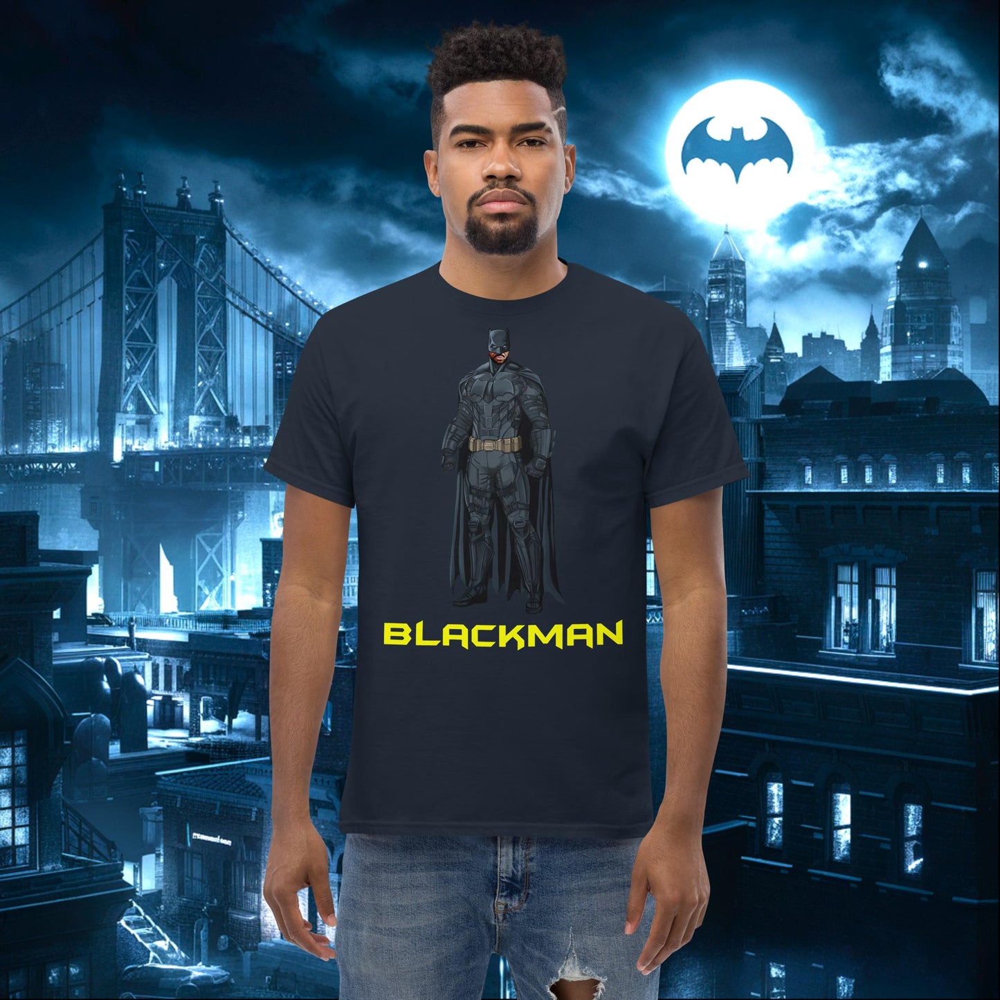Blackman Batman Black Superhero tee Navy T-shirts Batman Movies Superheroes Next Cult Brand