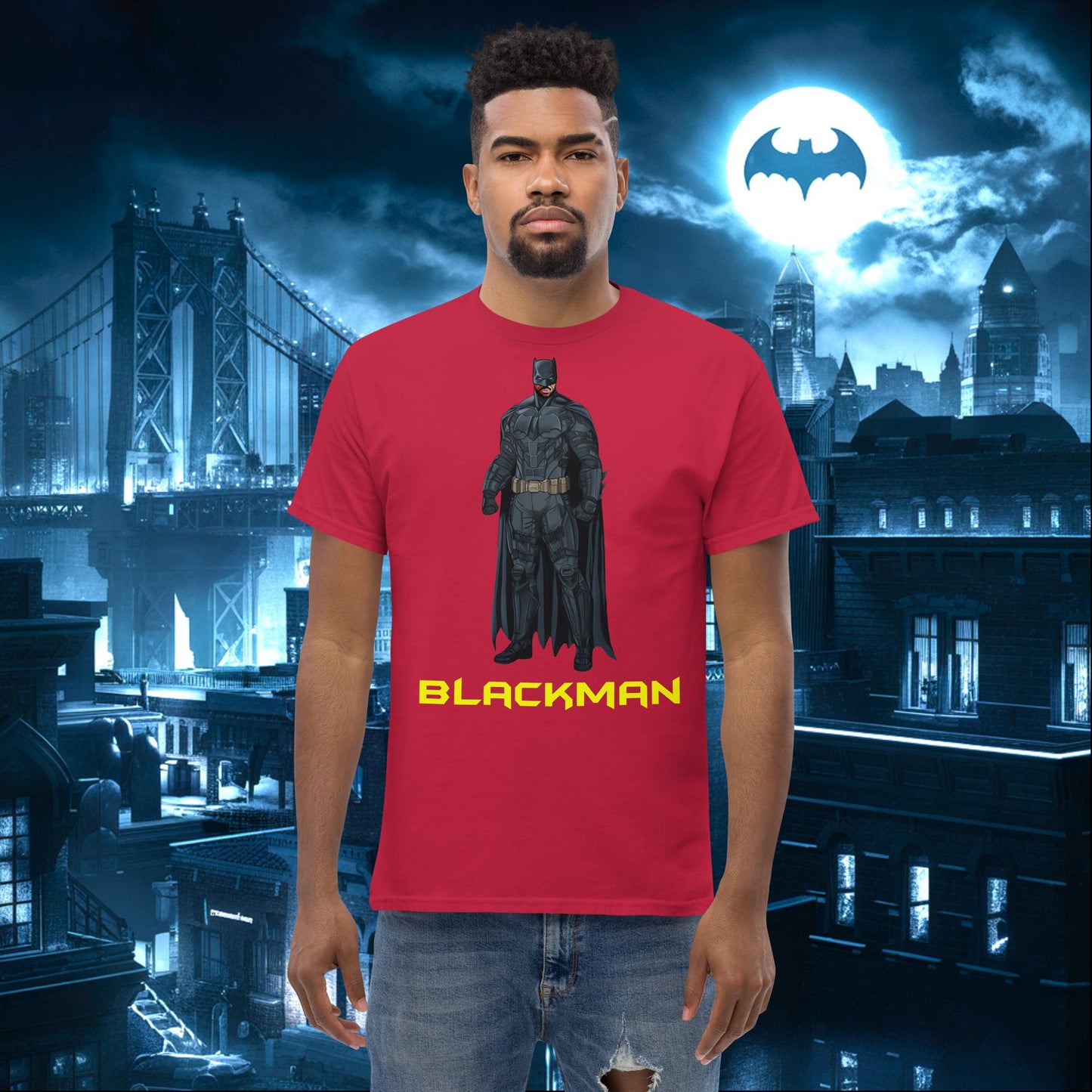 Blackman Batman Black Superhero tee Cardinal T-shirts Batman Movies Superheroes Next Cult Brand