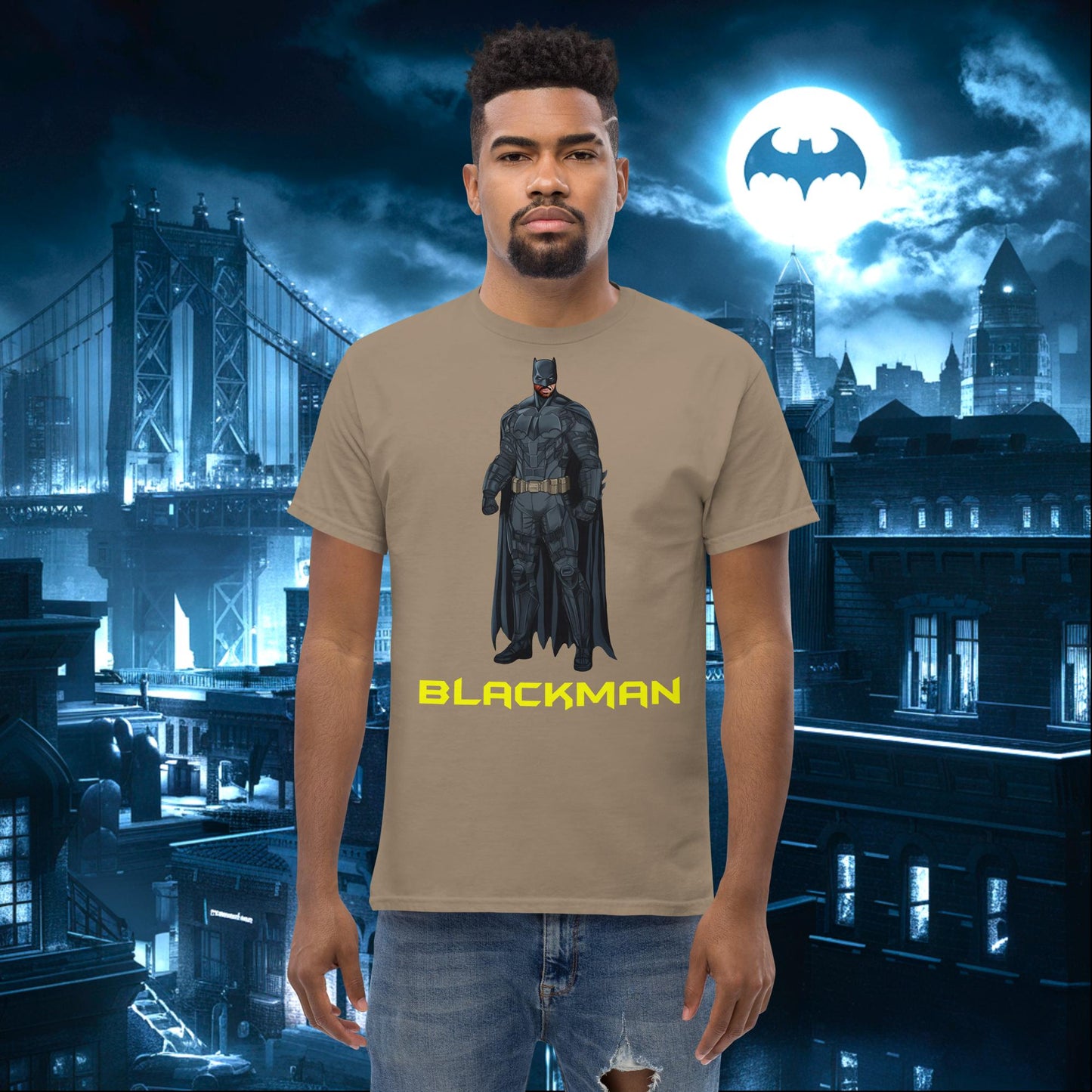 Blackman Batman Black Superhero tee Brown Savana T-shirts Batman Movies Superheroes Next Cult Brand