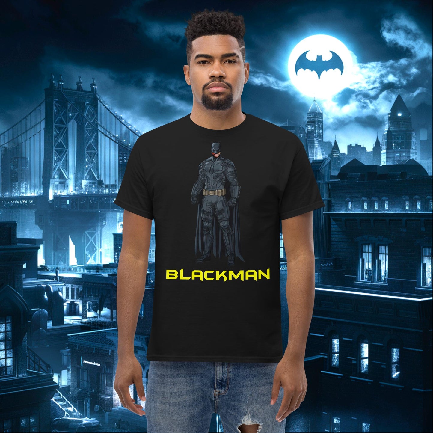 Blackman Batman Black Superhero tee Black T-shirts Batman Movies Superheroes Next Cult Brand