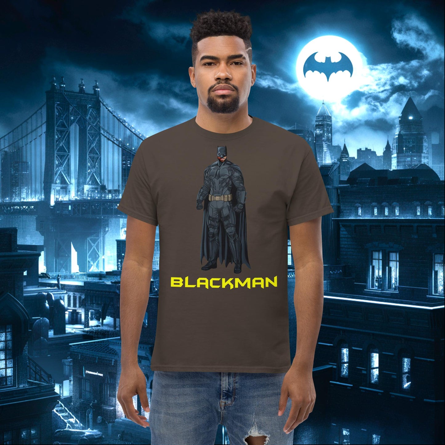 Blackman Batman Black Superhero tee Dark Chocolate T-shirts Batman Movies Superheroes Next Cult Brand