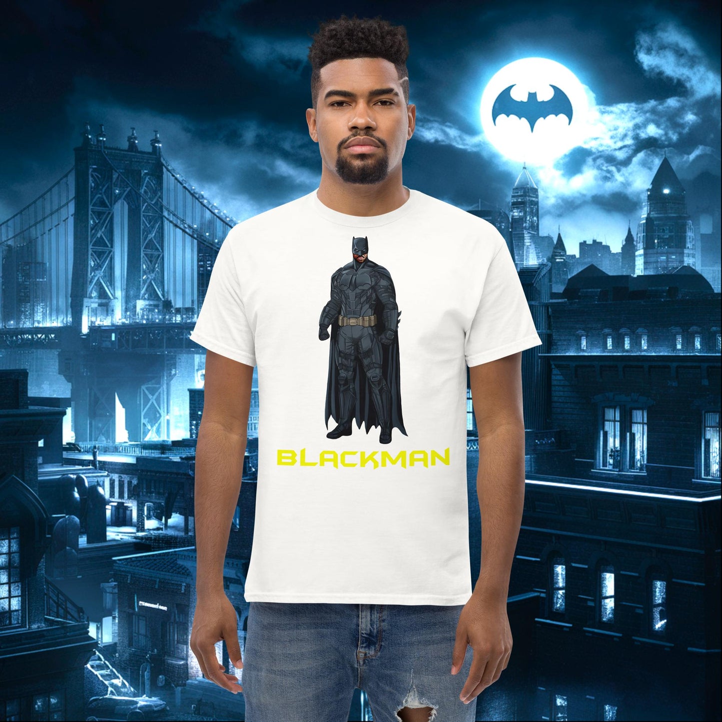 Blackman Batman Black Superhero tee White T-shirts Batman Movies Superheroes Next Cult Brand