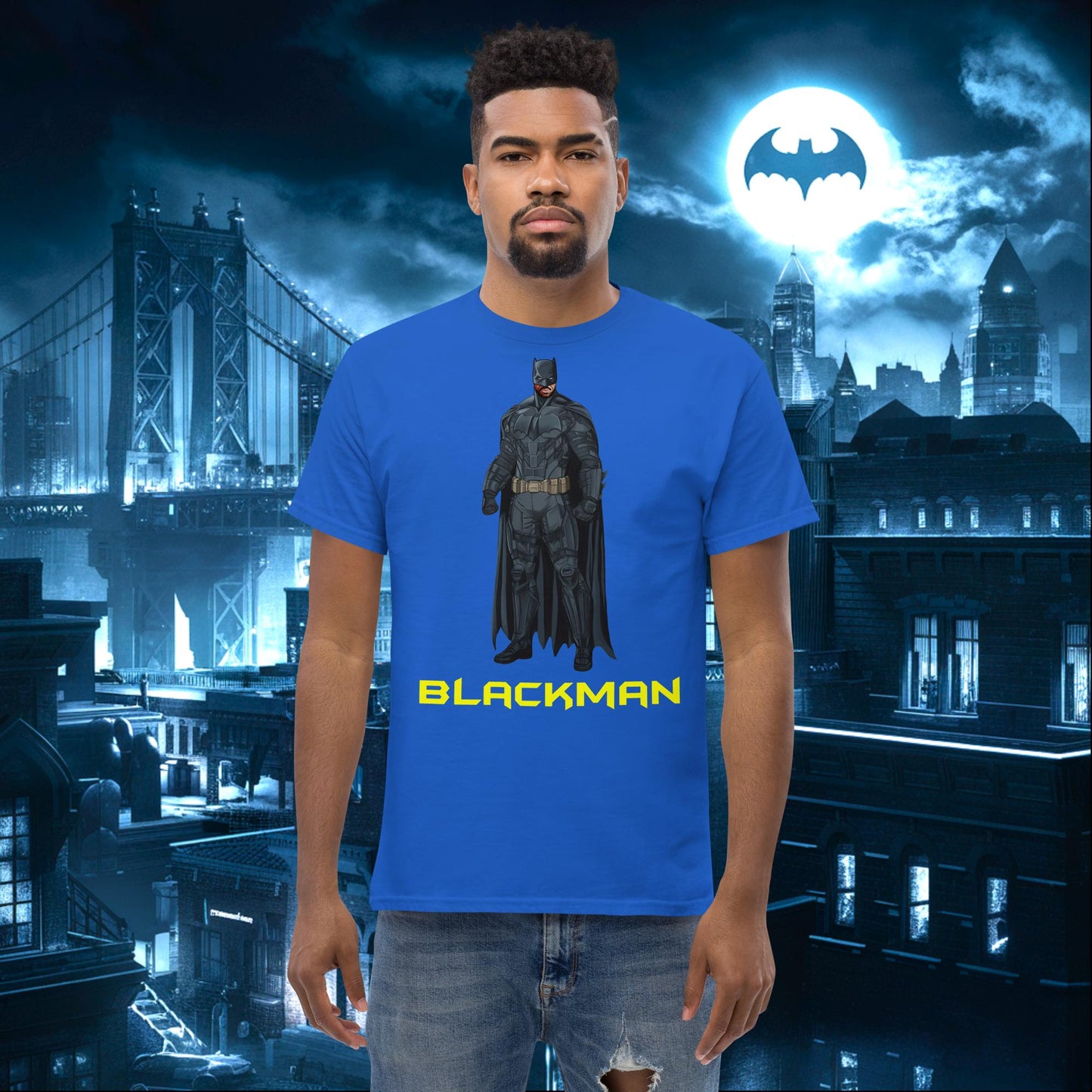 Blackman Batman Black Superhero tee Royal T-shirts Batman Movies Superheroes Next Cult Brand