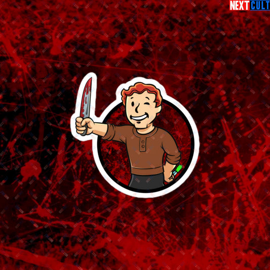 Blood Boy Dexter Morgan Vault Boy Fallout Funny Meme Cartoon Mashup Bubble-free stickers 3″×3″ Stickers Next Cult Brand