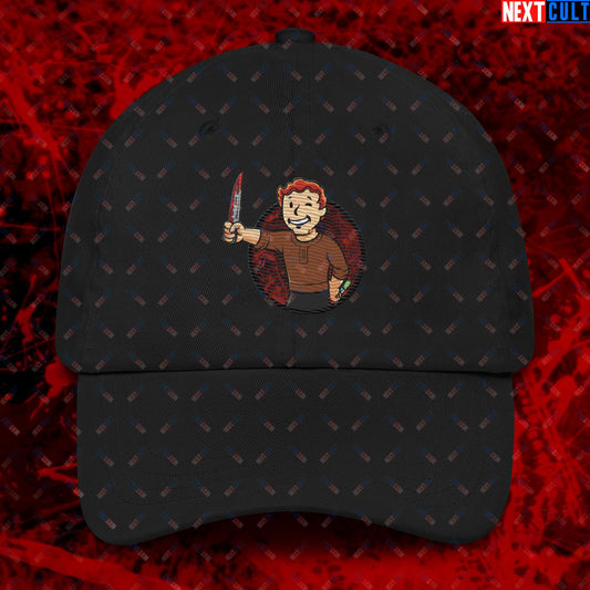 Blood Boy Dexter Morgan Vault Boy Fallout Funny Meme Cartoon Mashup Dad hat Black Hats Next Cult Brand