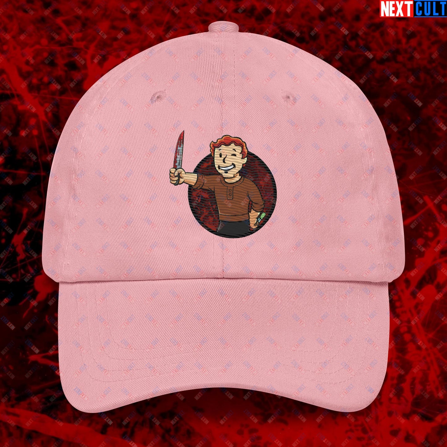 Blood Boy Dexter Morgan Vault Boy Fallout Funny Meme Cartoon Mashup Dad hat Pink Hats Next Cult Brand