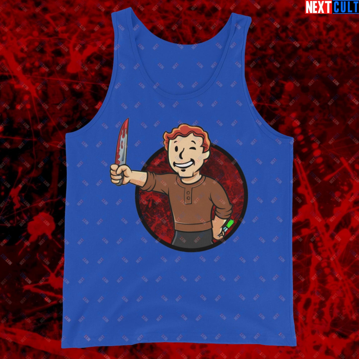 Blood Boy Dexter Morgan Vault Boy Fallout Funny Meme Cartoon Mashup Tank Top True Royal Tank Tops Next Cult Brand