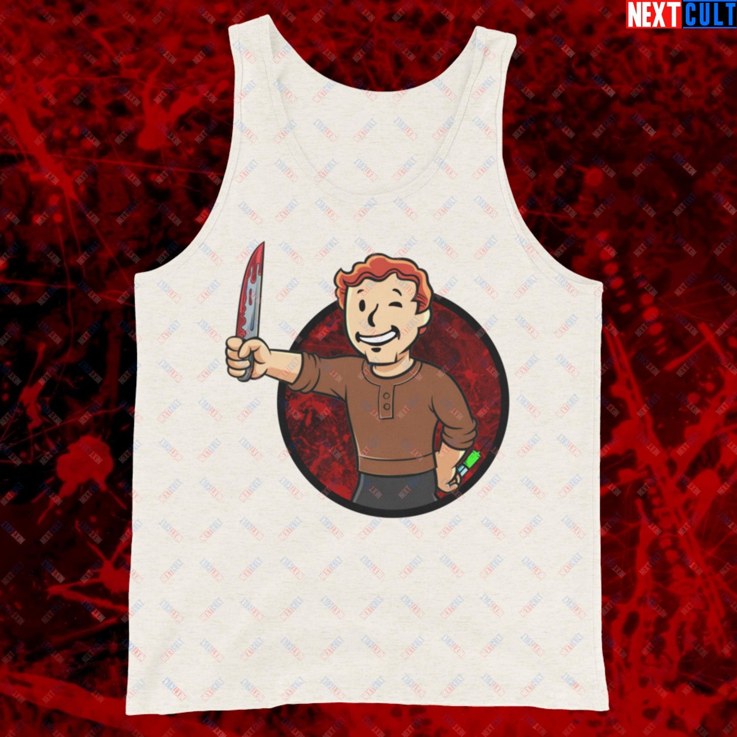 Blood Boy Dexter Morgan Vault Boy Fallout Funny Meme Cartoon Mashup Tank Top Oatmeal Triblend Tank Tops Next Cult Brand