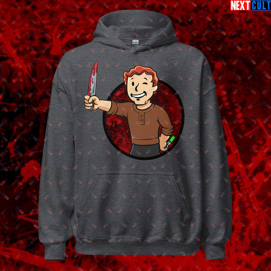 Blood Boy Dexter Morgan Vault Boy Fallout Funny Meme Cartoon Mashup Unisex Hoodie Dark Heather Hoodies Next Cult Brand