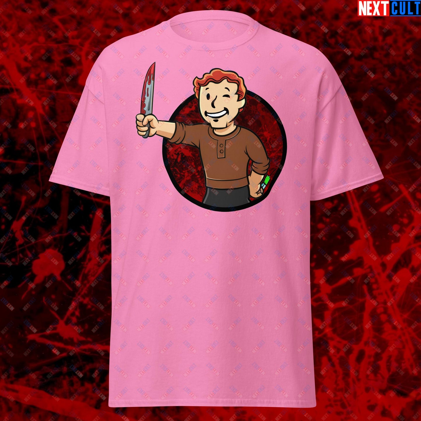 Blood Boy Dexter Morgan Vault Boy Fallout Funny Meme Cartoon Mashup Unisex tee Azalea T-shirts Next Cult Brand