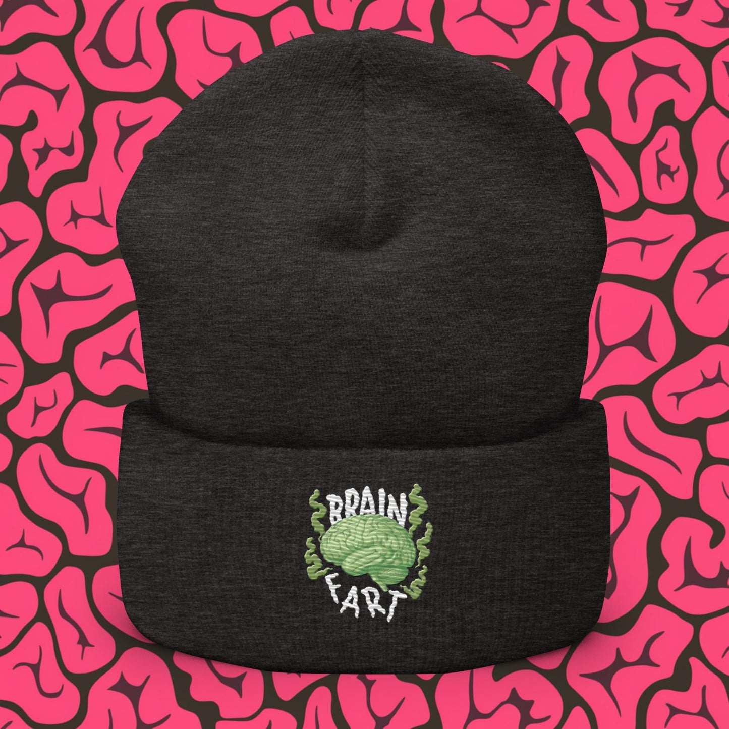 Brain Fart Cuffed Beanie Dark Grey Hats Brains Feelings Life Math Next Cult Brand