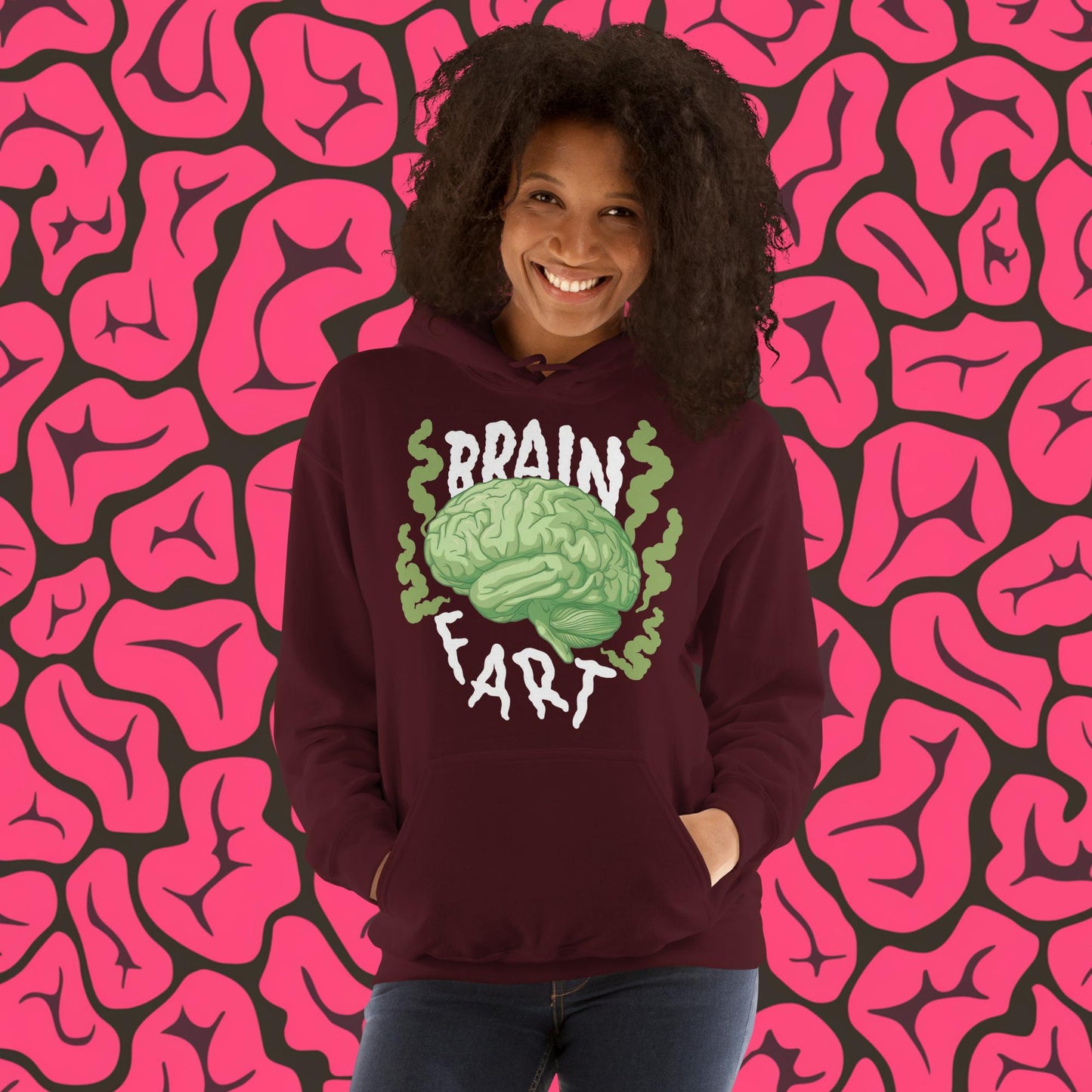 Brain Fart Unisex Hoodie Maroon Hoodies Brains Feelings Life Math Next Cult Brand