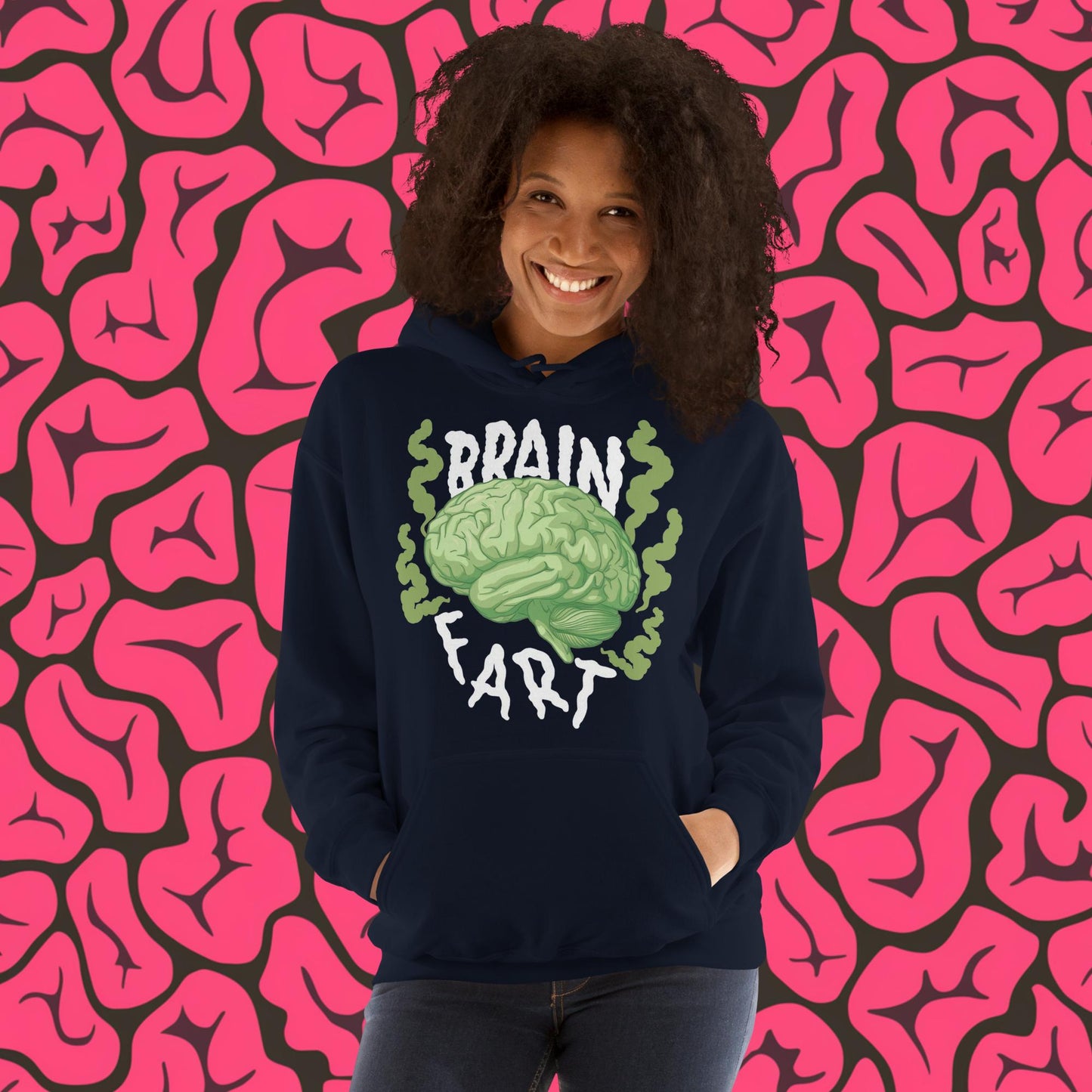 Brain Fart Unisex Hoodie Navy Hoodies Brains Feelings Life Math Next Cult Brand