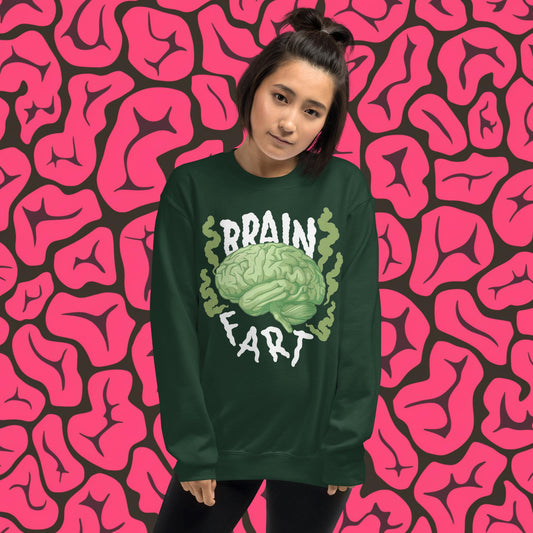 Brain Fart Unisex Sweatshirt Forest Green Sweatshirts Brains Feelings Life Math Next Cult Brand