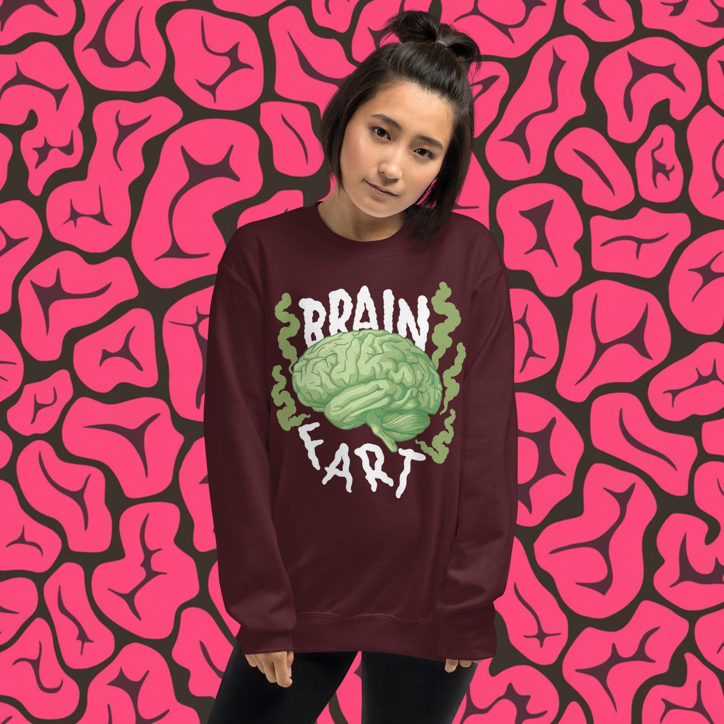 Brain Fart Unisex Sweatshirt Maroon Sweatshirts Brains Feelings Life Math Next Cult Brand