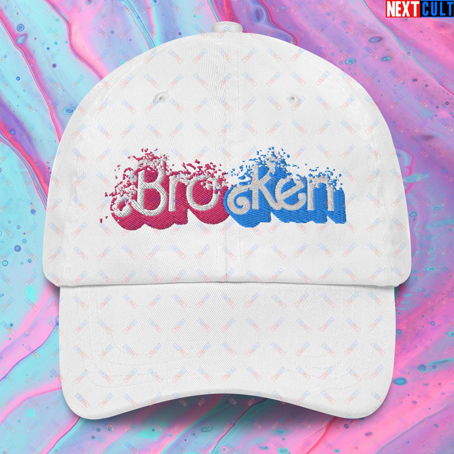 BroKen Funny Ken Barbie Movie Dad hat White Hats Barbie Ken Movies Next Cult Brand