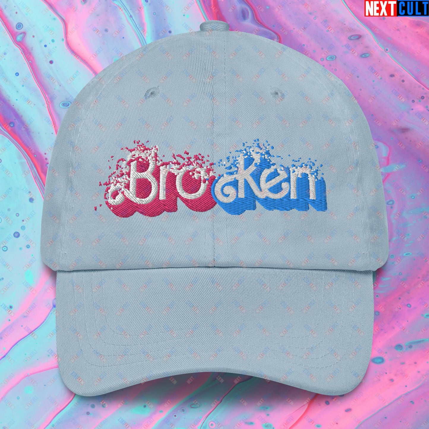 BroKen Funny Ken Barbie Movie Dad hat Light Blue Hats Barbie Ken Movies Next Cult Brand