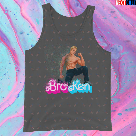 BroKen Funny Ken Barbie Movie Ryan Gosling Tank Top Asphalt Tank Tops Barbie Ken Movies Next Cult Brand