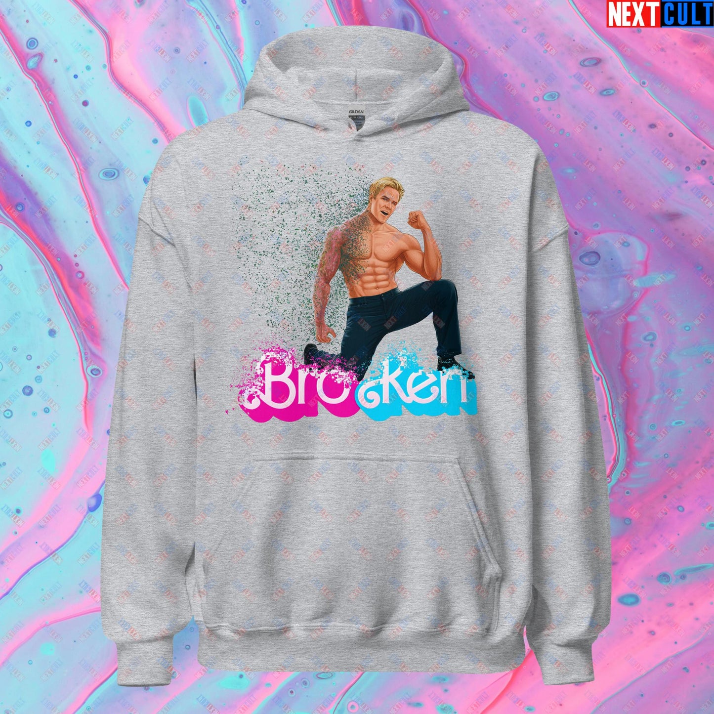 BroKen Funny Ken Barbie Movie Ryan Gosling Unisex Hoodie Sport Grey Hoodies Barbie Ken Movies Next Cult Brand