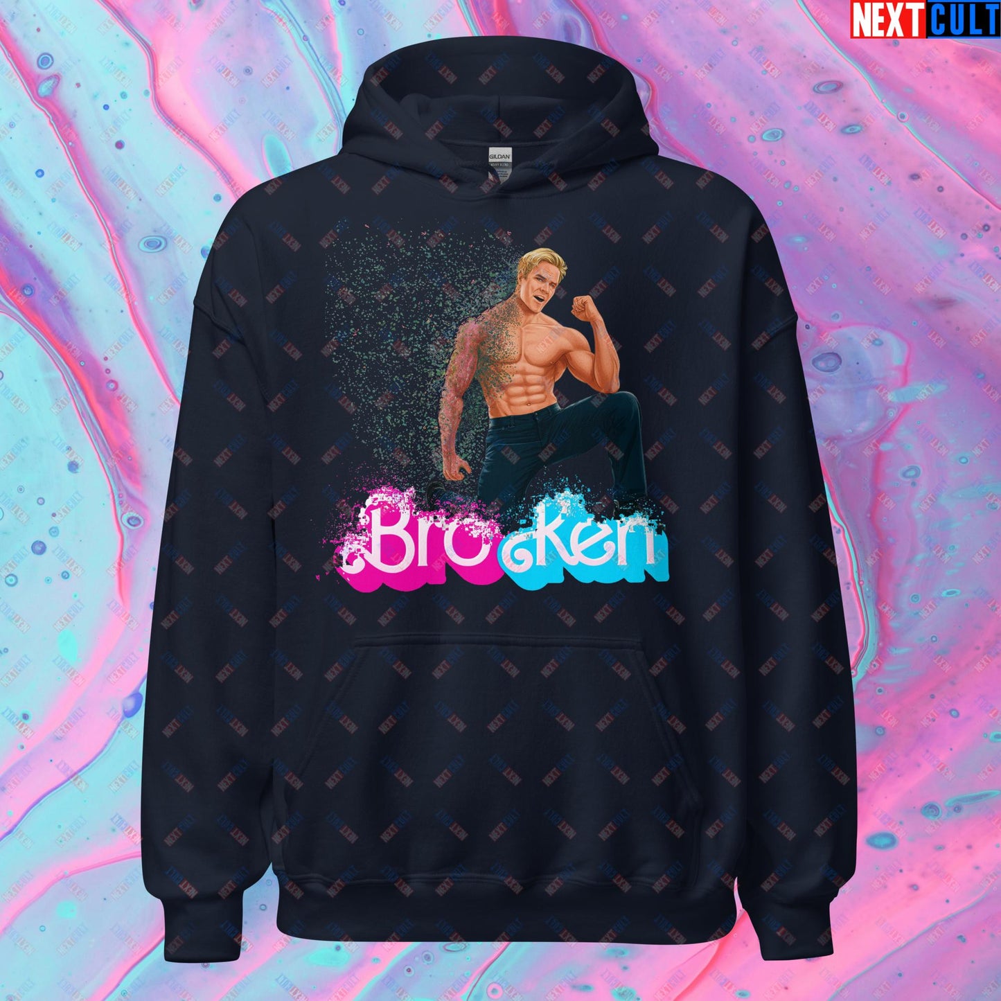 BroKen Funny Ken Barbie Movie Ryan Gosling Unisex Hoodie Navy Hoodies Barbie Ken Movies Next Cult Brand