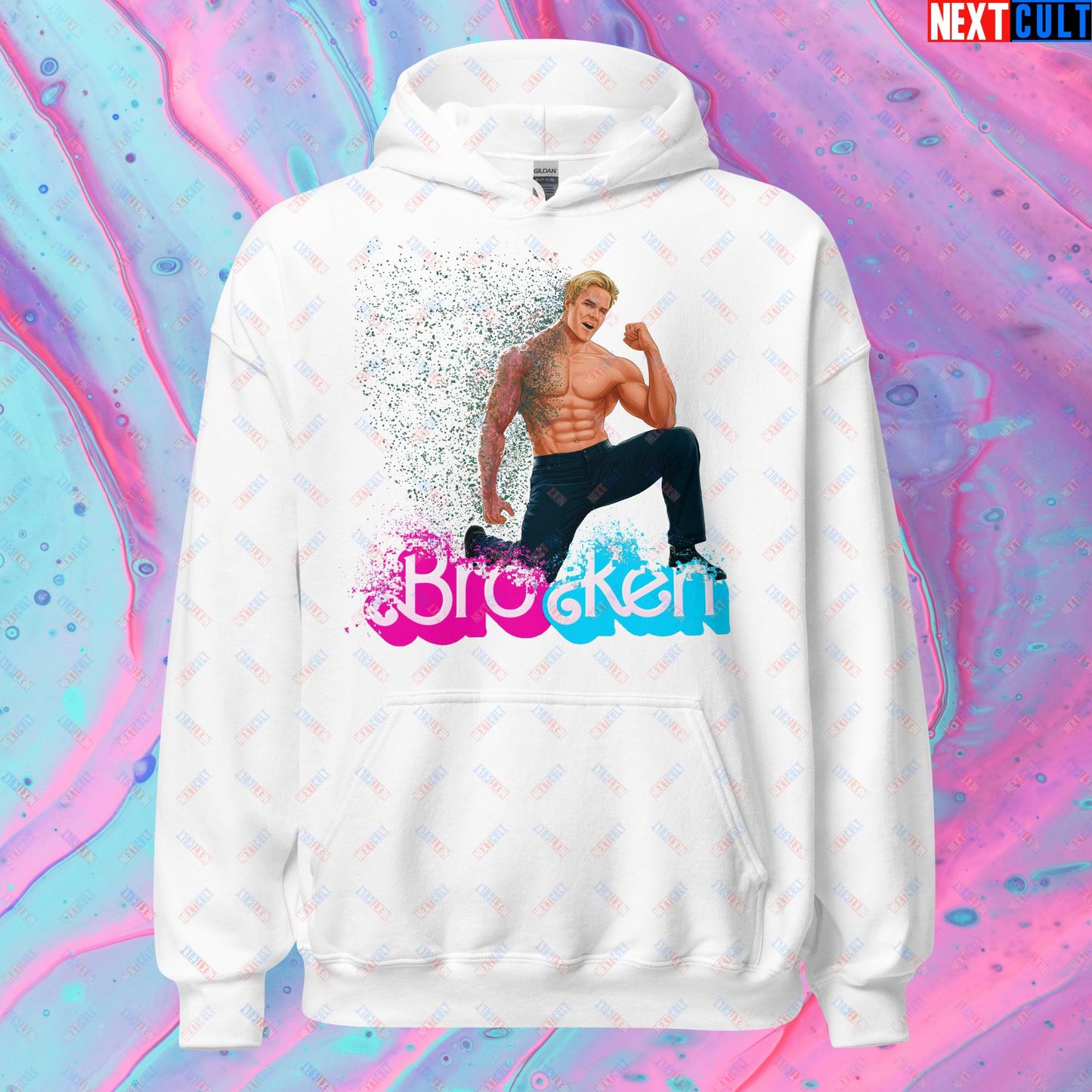 BroKen Funny Ken Barbie Movie Ryan Gosling Unisex Hoodie White Hoodies Barbie Ken Movies Next Cult Brand
