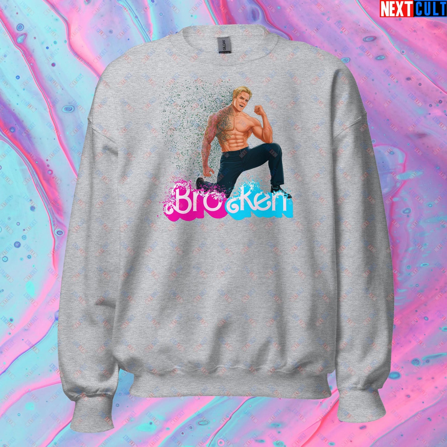 BroKen Funny Ken Barbie Movie Ryan Gosling Unisex Sweatshirt Sport Grey Sweatshirts Barbie Ken Movies Next Cult Brand