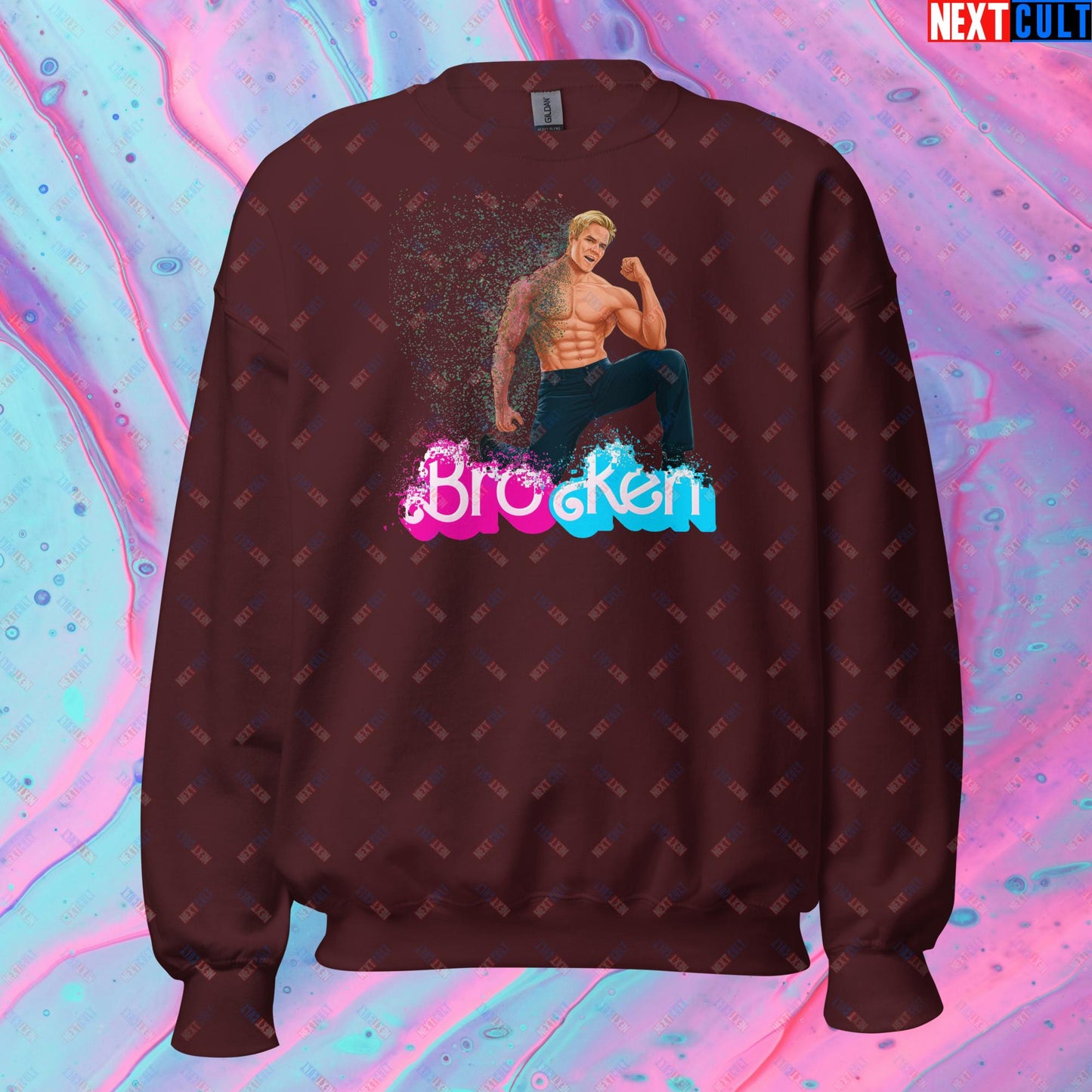 BroKen Funny Ken Barbie Movie Ryan Gosling Unisex Sweatshirt Maroon Sweatshirts Barbie Ken Movies Next Cult Brand