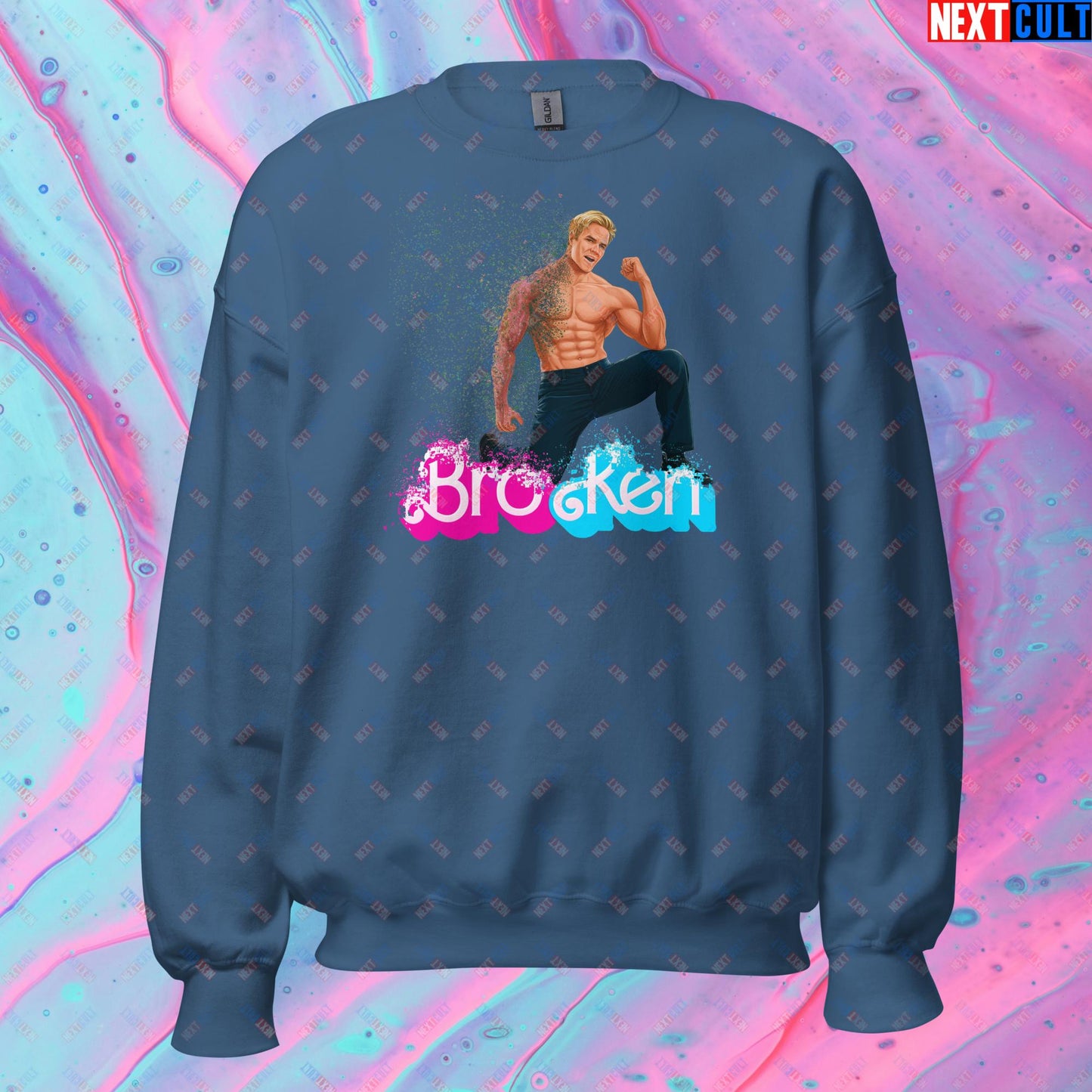 BroKen Funny Ken Barbie Movie Ryan Gosling Unisex Sweatshirt Indigo Blue Sweatshirts Barbie Ken Movies Next Cult Brand