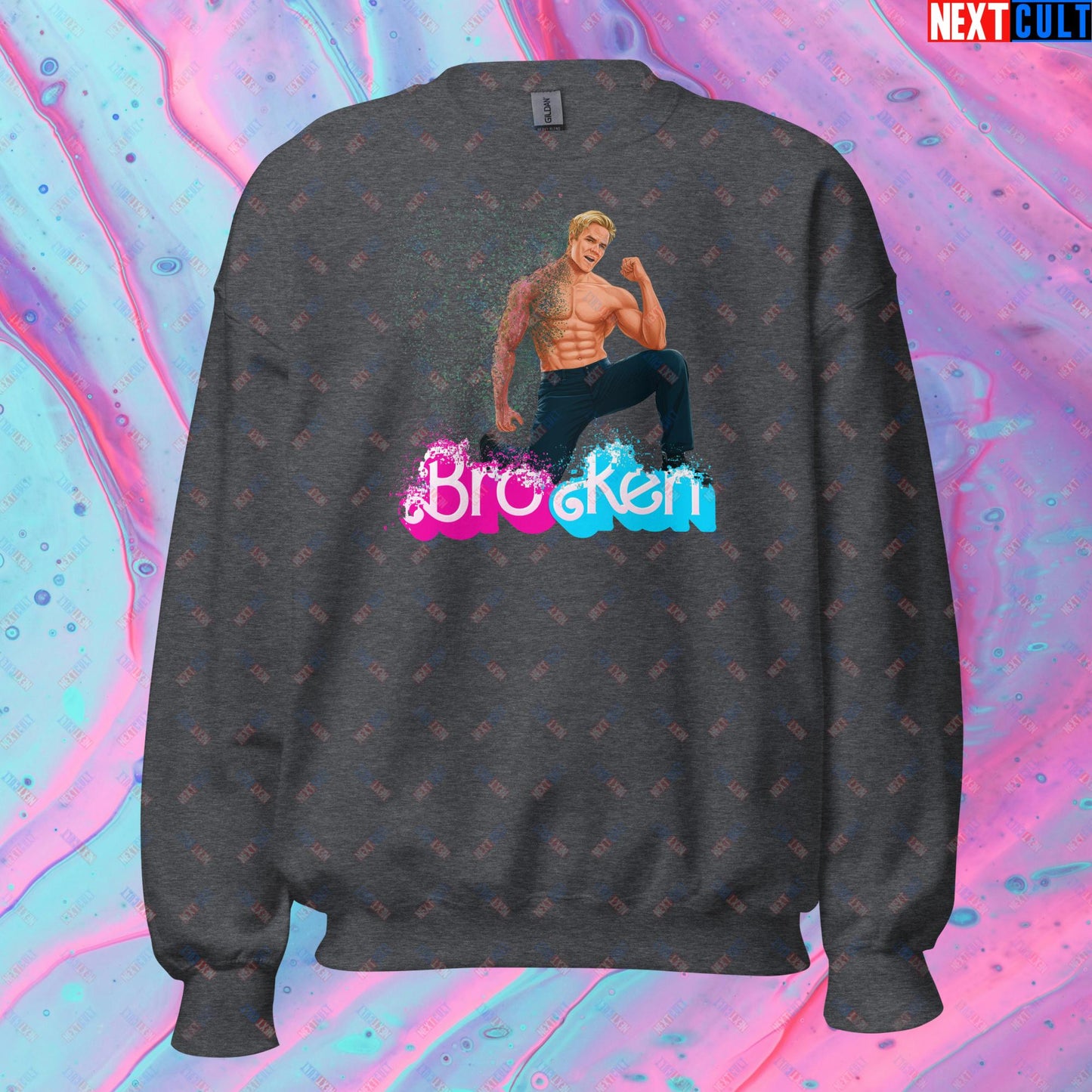 BroKen Funny Ken Barbie Movie Ryan Gosling Unisex Sweatshirt Dark Heather Sweatshirts Barbie Ken Movies Next Cult Brand