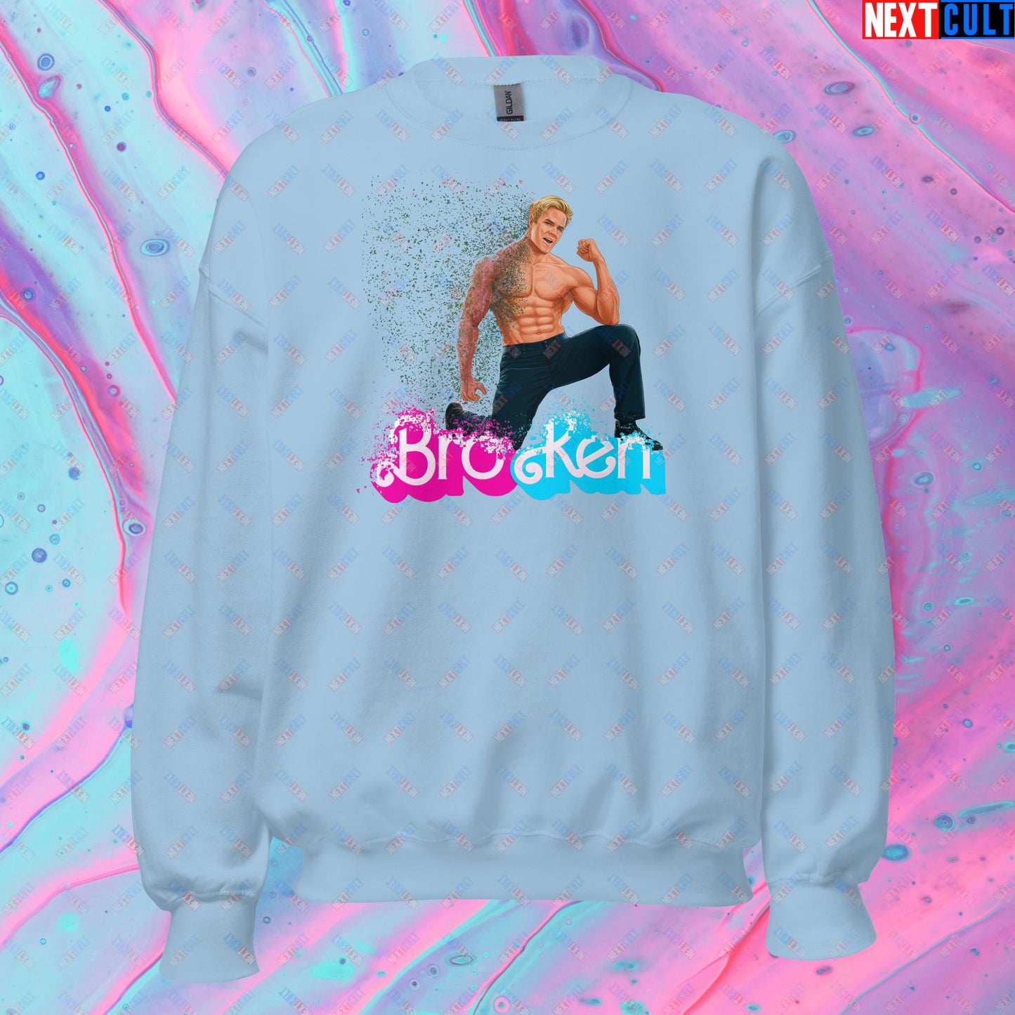 BroKen Funny Ken Barbie Movie Ryan Gosling Unisex Sweatshirt Light Blue Sweatshirts Barbie Ken Movies Next Cult Brand