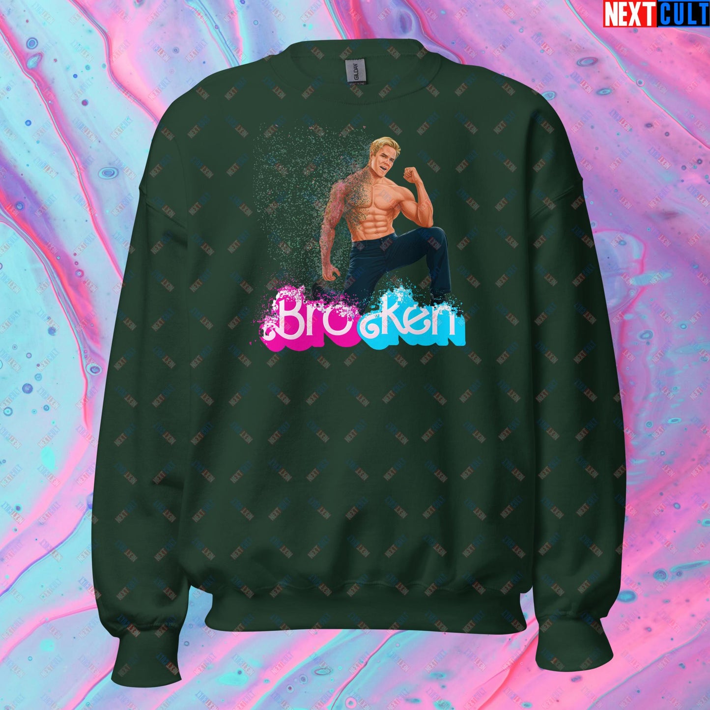 BroKen Funny Ken Barbie Movie Ryan Gosling Unisex Sweatshirt Forest Green Sweatshirts Barbie Ken Movies Next Cult Brand
