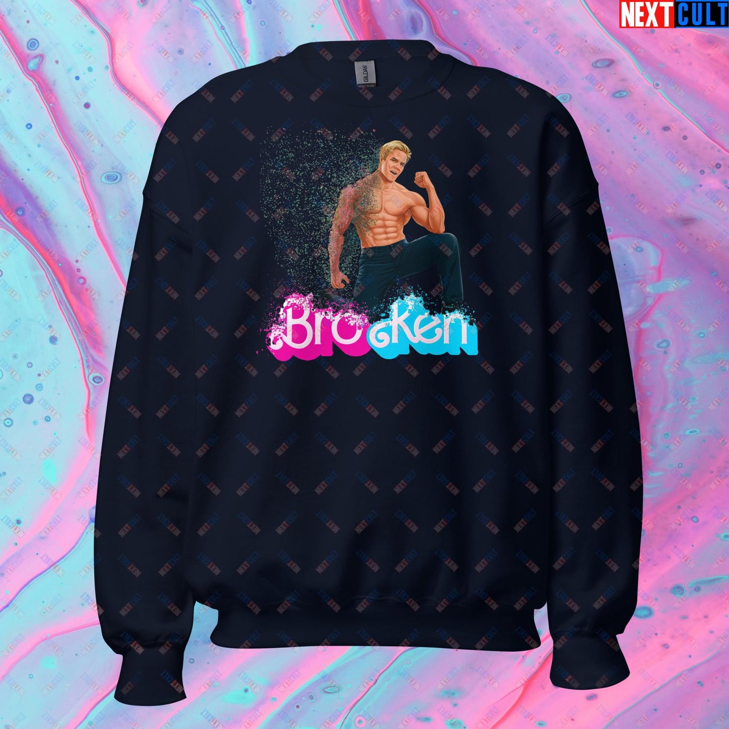 BroKen Funny Ken Barbie Movie Ryan Gosling Unisex Sweatshirt Navy Sweatshirts Barbie Ken Movies Next Cult Brand