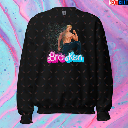 BroKen Funny Ken Barbie Movie Ryan Gosling Unisex Sweatshirt Black Sweatshirts Barbie Ken Movies Next Cult Brand