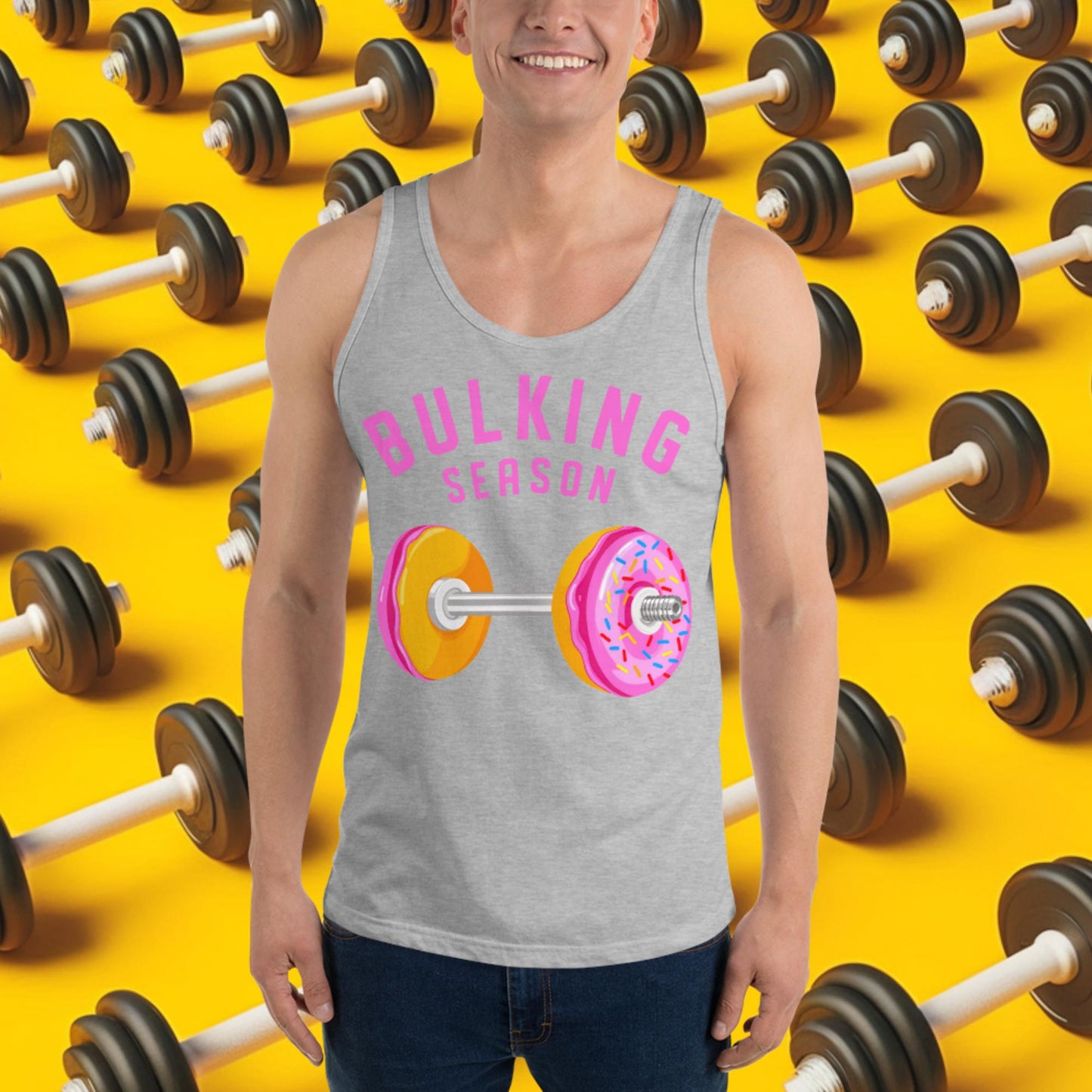 Bulking Season Donut Dumbbell Donuts Barbell Funny Bulk Diet Gym Workout Fitness Bodybuilding Tank Top Athletic Heather Tank Tops Bodybuilding Bulking Donuts Fast Food Fitness Gym Workout Next Cult Brand