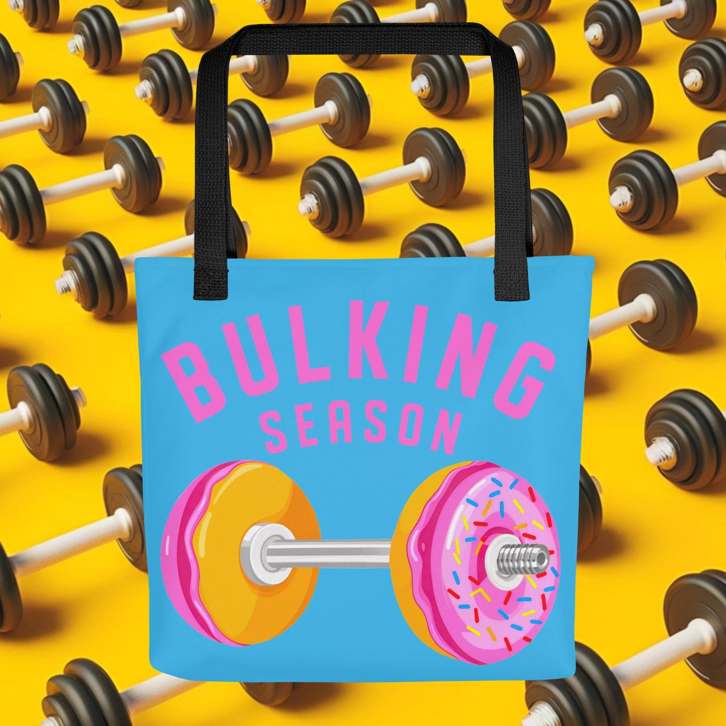 Bulking Season Donut Dumbbell Donuts Barbell Funny Bulk Diet Gym Workout Fitness Bodybuilding Tote bag Default Title Bags Bodybuilding Bulking Donuts Fast Food Fitness Gym Workout Next Cult Brand